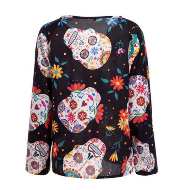 Damesblouse met schedels zwart M