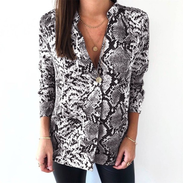Damesblouse met slangenpatroon Libertad grijs M