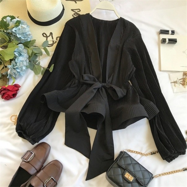 Damesblouse met strik Irene zwart