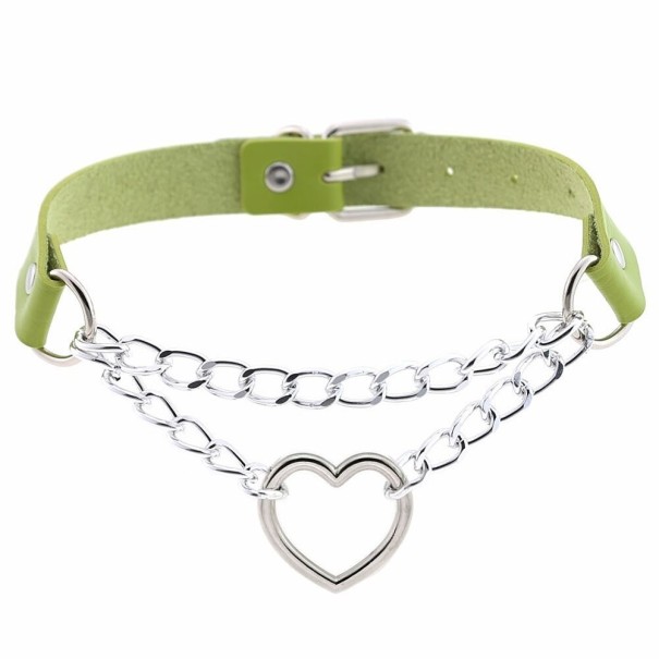Damescombinatieketting met hart groen