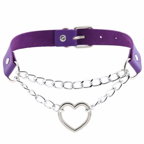 Damescombinatieketting met hart paars