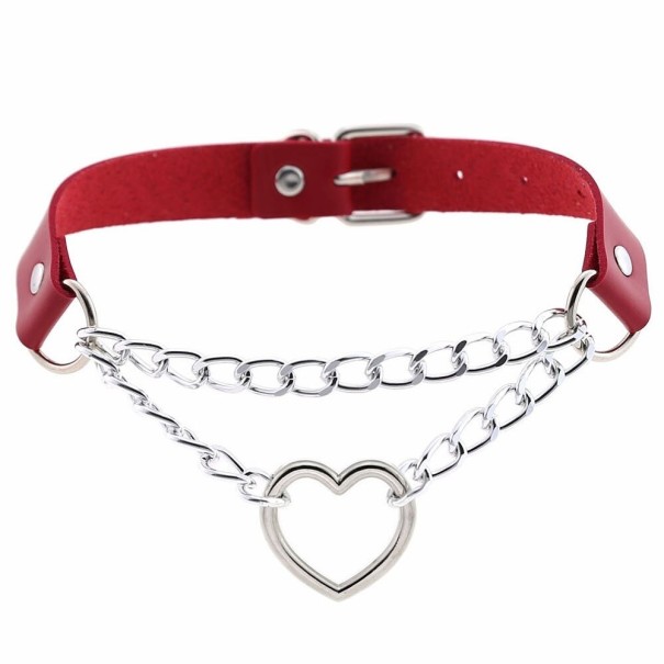 Damescombinatieketting met hart rood