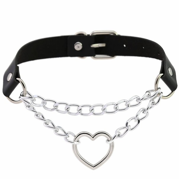 Damescombinatieketting met hart zwart