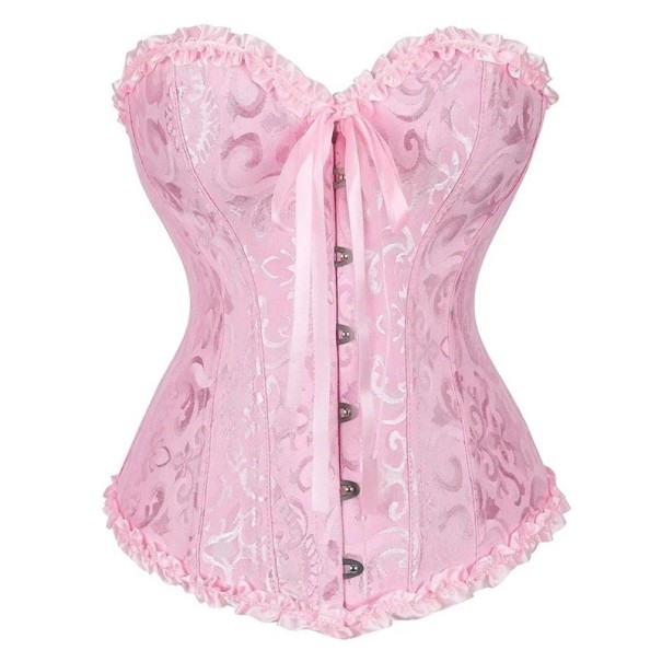 Damescorset Polyester Spandex Voorzijde Sluiting Rimpeling en Strik Decoratieve Kenmerken Elegante Top Vormgevend lichtroze L