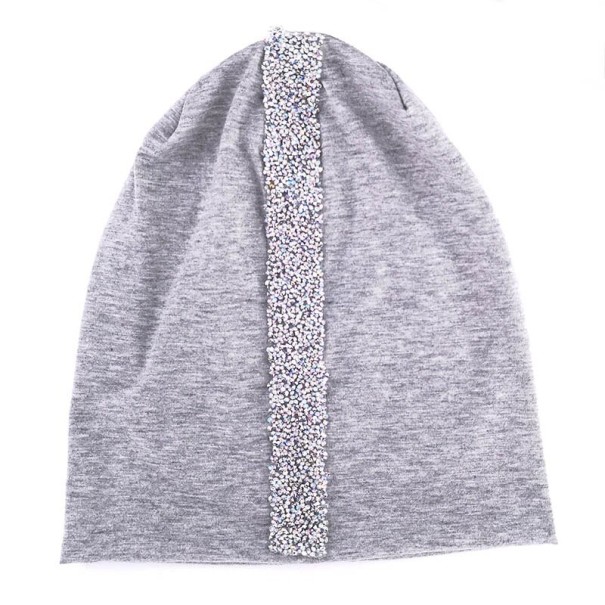 Dameshoed met glinsterende strass steentjes lichtgrijs