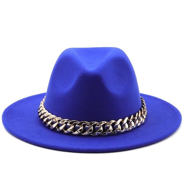 Dameshoed met ketting A2449 blauw