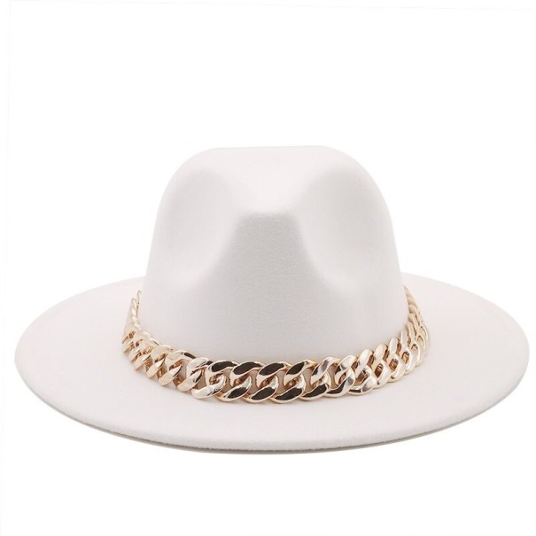 Dameshoed met ketting A2449 wit