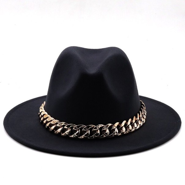Dameshoed met ketting A2449 zwart