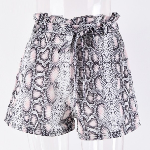 Dameshorts med slangemønster grå S