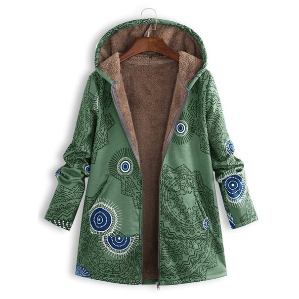 Damesjas met bont P2315 groen 3XL