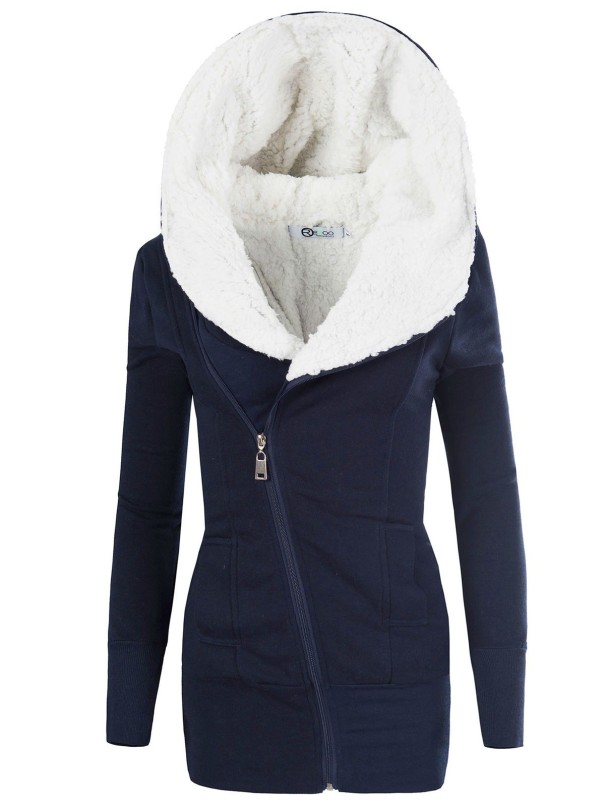 Damesjas met bont P2475 zwart M