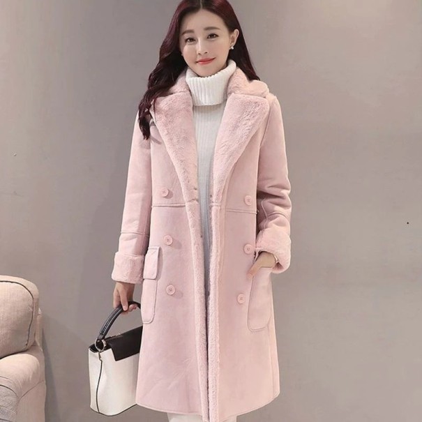 Damesjas met imitatiebont P1988 roze XL