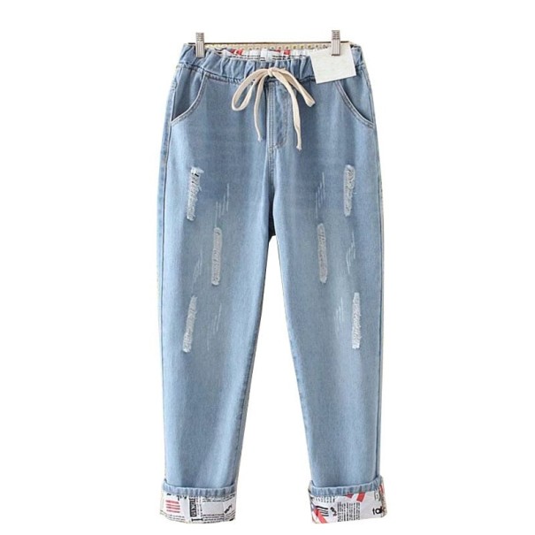 Damesjeans met elastische taille A175 lichtblauw XXL