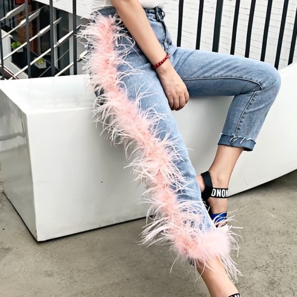 Damesjeans met roze franjes