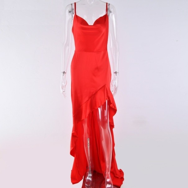 Damesjurk met hoge split rood S