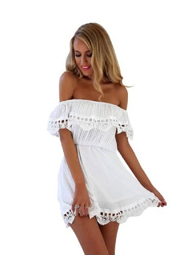 Damesjurk met kant A2804 wit XL