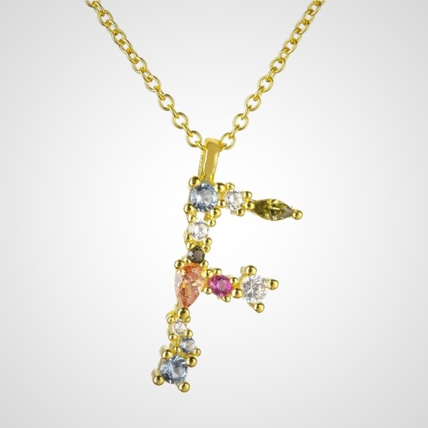 Damesketting met alfabetletters goud F