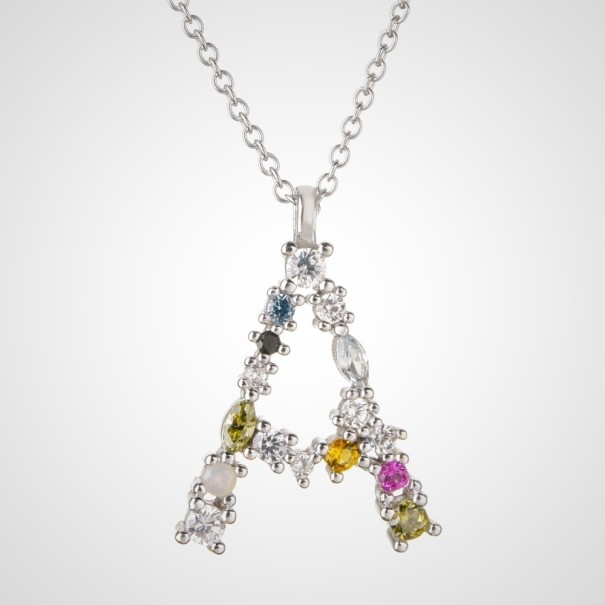 Damesketting met alfabetletters zilver A