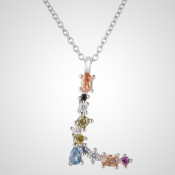 Damesketting met alfabetletters zilver L