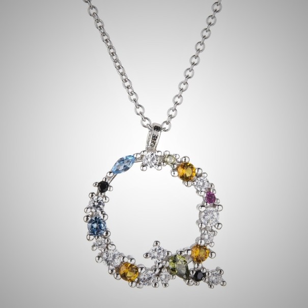 Damesketting met alfabetletters zilver Q