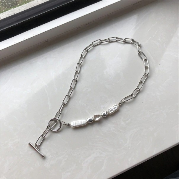 Damesketting met Amerikaanse sluiting D153 zilver
