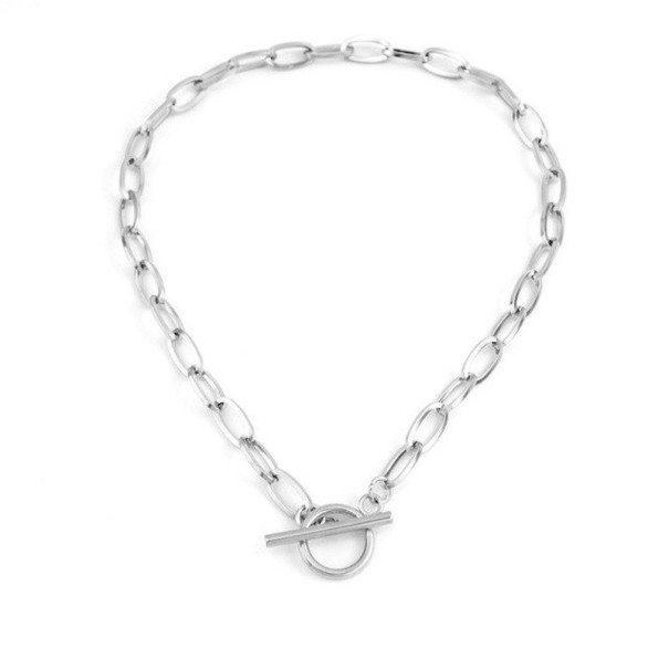 Damesketting met Amerikaanse sluiting zilver 45 cm