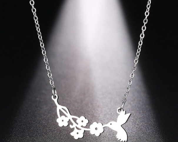 Damesketting met bloemen zilver
