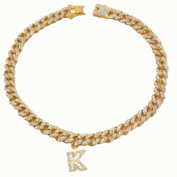Damesketting met de letter D212 goud M