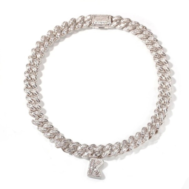 Damesketting met de letter D212 zilver H