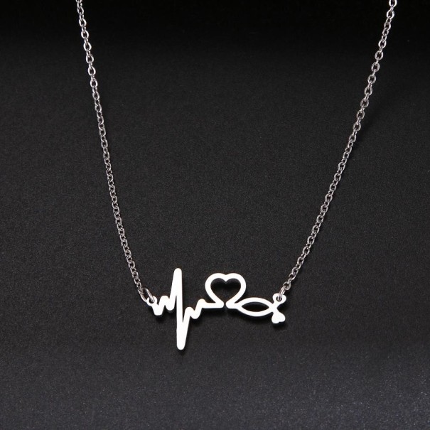 Damesketting met hartjeshanger zilver