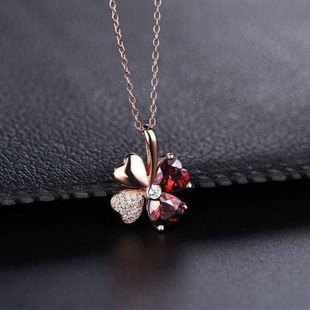 Damesketting met klavertjevier D500 oudroze