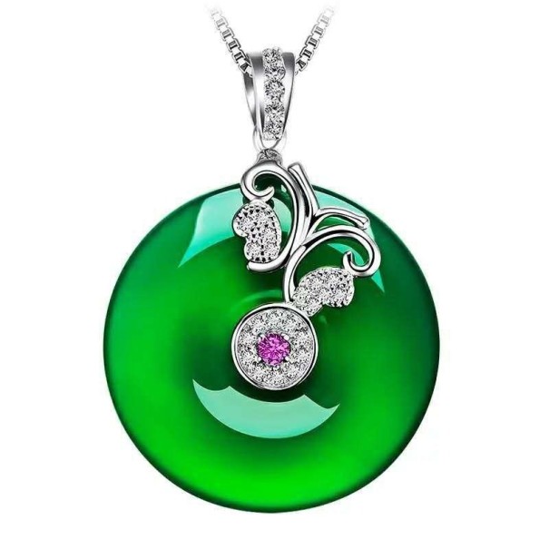 Damesketting met ronde hanger D508 groen