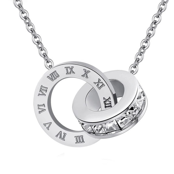 Damesketting met verbonden cirkels G828 zilver