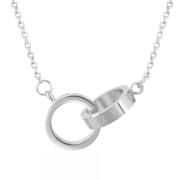 Damesketting met verbonden cirkels zilver 2