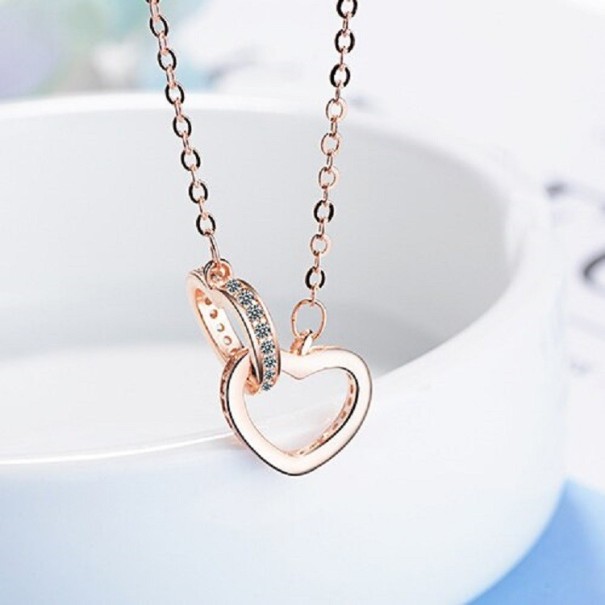 Damesketting met verbonden harten M94 oudroze
