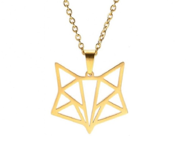 Damesketting met vossenhanger goud 2