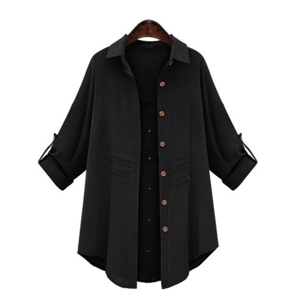 Dameskjorte P2219 sort 4XL