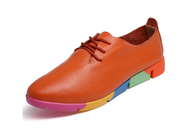 Damesko med lav profil og farvet platform J2395 orange 42