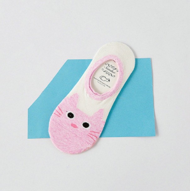 Damesokker med kat J2827 rosa