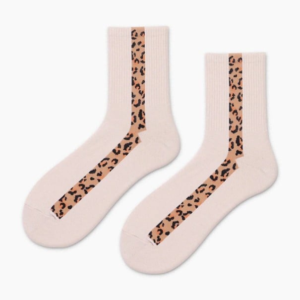 Damesokker med leopardstriber hudfarvet