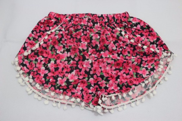 Damesommer shorts med blomster M