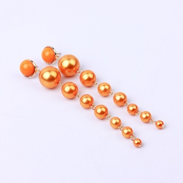 Damesoorbellen met parels G1100 oranje