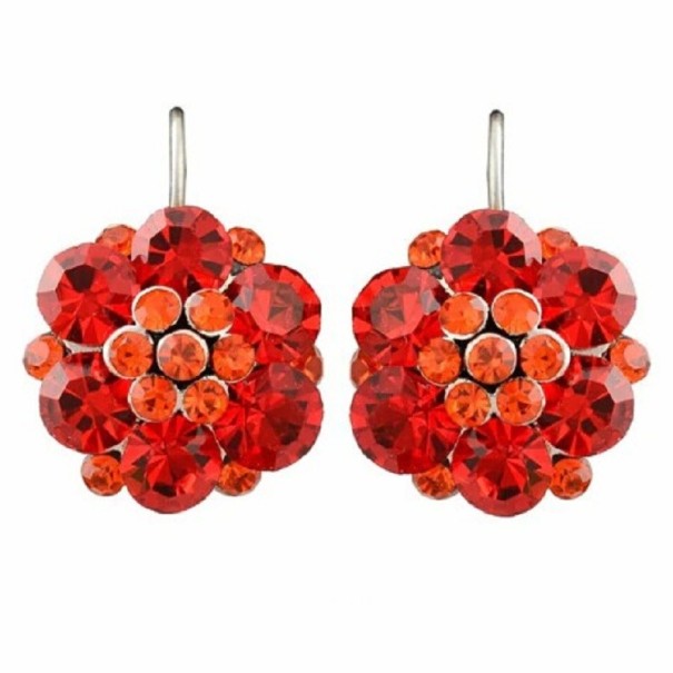 Damesoorbellen met zirkonen G1259 rood