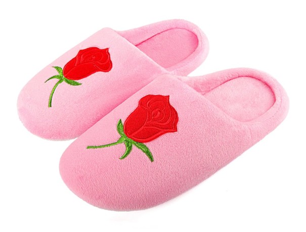 Damespantoffels met rozen roze 38