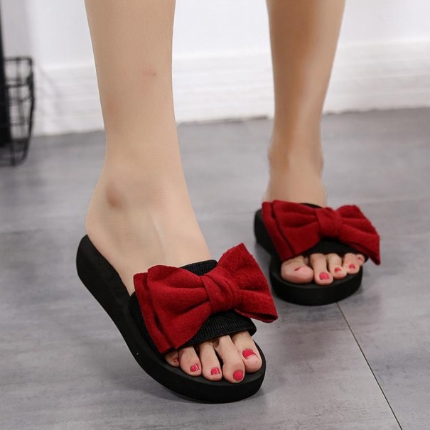 Damespantoffels met strik rood 39
