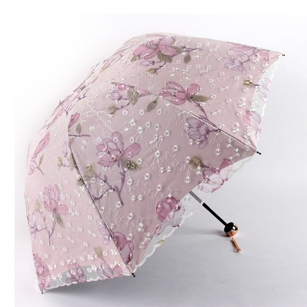 Damesparaplu met bloemen T1414 1