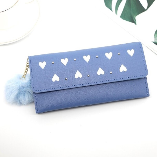 Damesportemonnee met hartjes M367 blauw