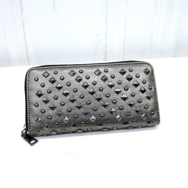 Damesportemonnee met studs M334 zilver