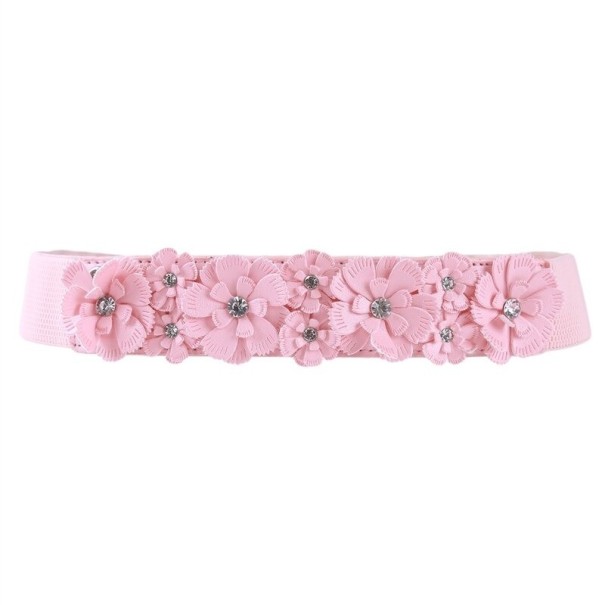 Damesriem met bloemen L168 roze
