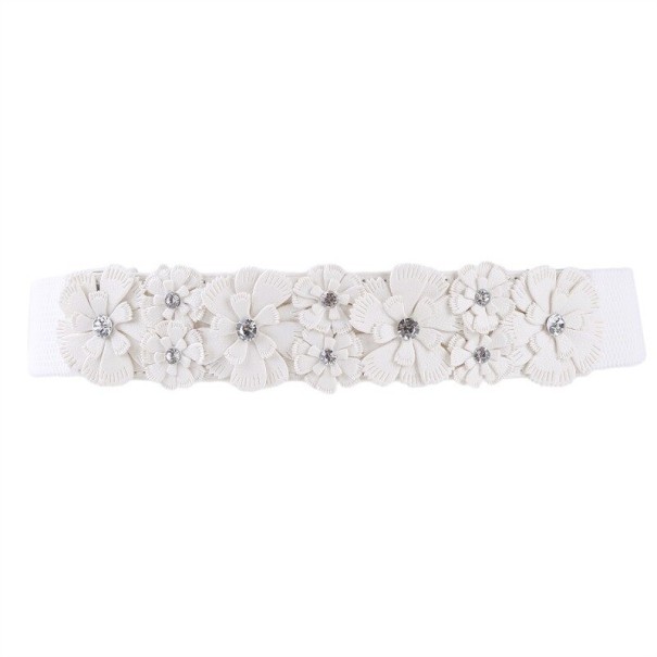 Damesriem met bloemen L168 wit